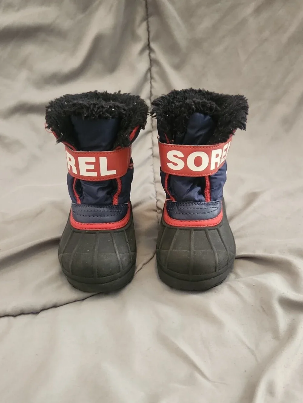 Sorel Navy & Red Insulated Kids Snow Boots
